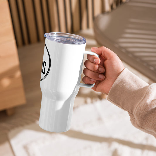 Travel mug with a handle and Davis Logo